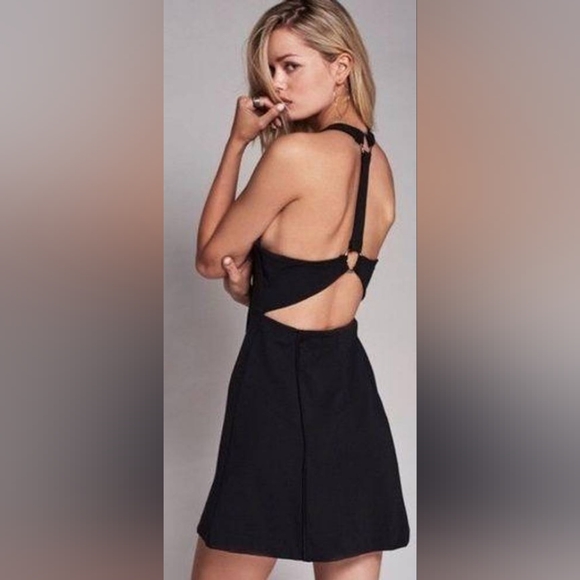 Free People Cutout Back High Neck Cool Mini Fit & Flare Dress, Black, Size XS - Picture 4 of 9